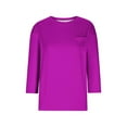 thumbnail image 3 of Jewelreauty Elbow Length Crewneck Shirts Women 3/4 Sleeve Casual Loose T-Shirts Summer Solid Tunic Tops with Pocket (3XL, Purple), 3 of 5