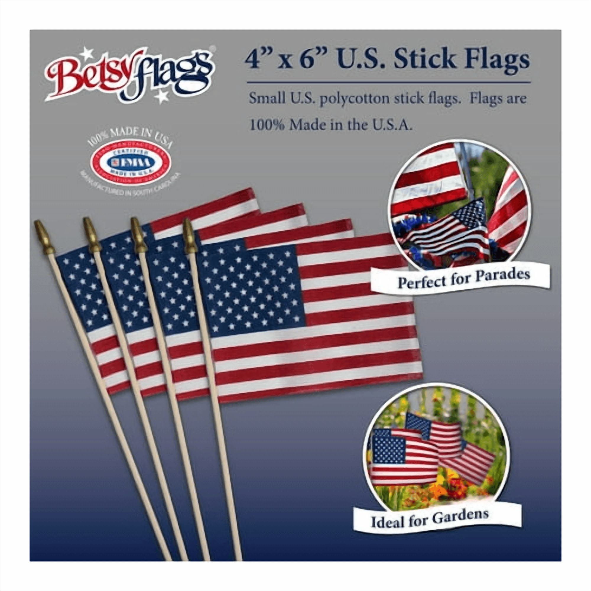 Betsy Flags American Polycotton Stick Flag Set, 4