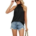 thumbnail image 3 of BadPiggies Women's Sleeveless Tie Halter Neck Summer Tops Loose Casual Tank Top Blouse Shirts (S, Black), 3 of 5