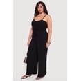 thumbnail image 2 of Women's Plus Size Wide Leg Cami Jumpsuit with Tie Waist Belt, 2 of 3