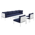 thumbnail image 2 of Modway Harmony 8-Piece  Sunbrella® Outdoor Patio Aluminum Sectional Sofa Set in White Navy, 2 of 10