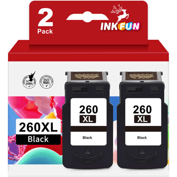 260XL Black Ink Compatible for Canon 260 Black Ink for Canon Ink 260 PG-260XL for TS6420 Printer (2 Black)