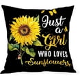 thumbnail image 2 of Sunflower Pillow Covers 18X18 In Just A Girl Love Sunflowers Sunshine Butterfly Black Yellow Throw Pillow Case Decorative Couch Pillows with Zipper Set of 2 Sunflower Gift for Girlfriend Wife Sister, 2 of 7