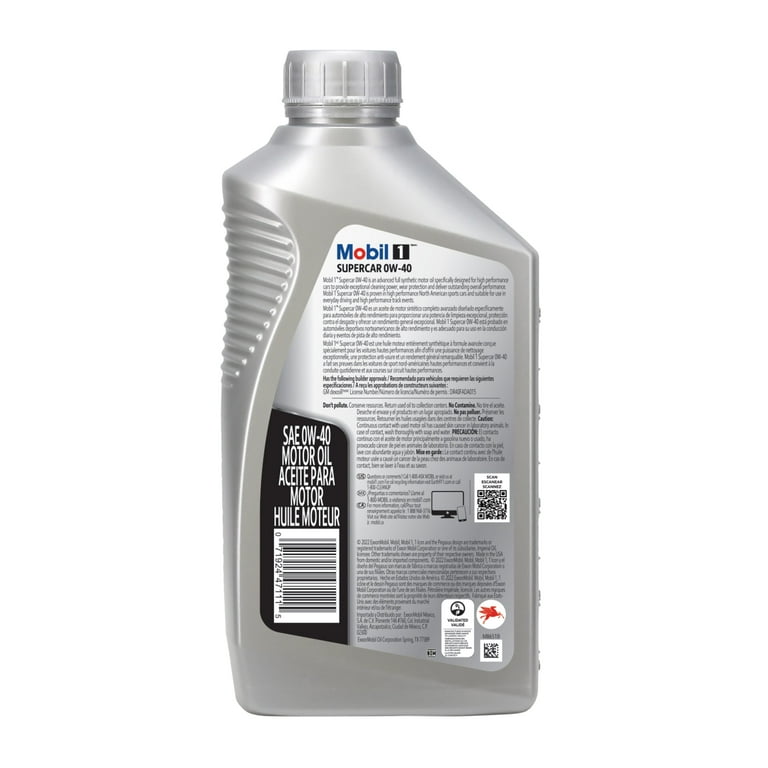 Mobil 1 Supercar Advanced Full Synthetic Motor Oil 0W-40, 1