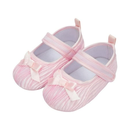 

Baby Girls Mary Jane Flats Princess Bowknot Soft Sole Cloth Crib Shoes Anti-Slip Soft Sole Sneaker Princess Dress Shoes 0-18M
