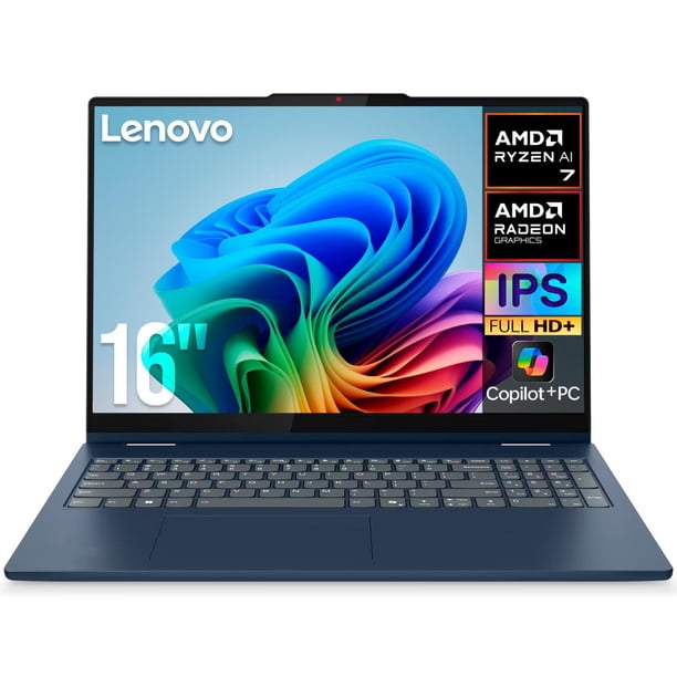 Laptop AI PC LENOVO Ideapad 5 Ryzen AI 7 350 NPU 50 TOPS 16GB LPDDR5X 1TB SSD Pantalla Touch 16" FHD+ Teclado Ingles Copilot+PC