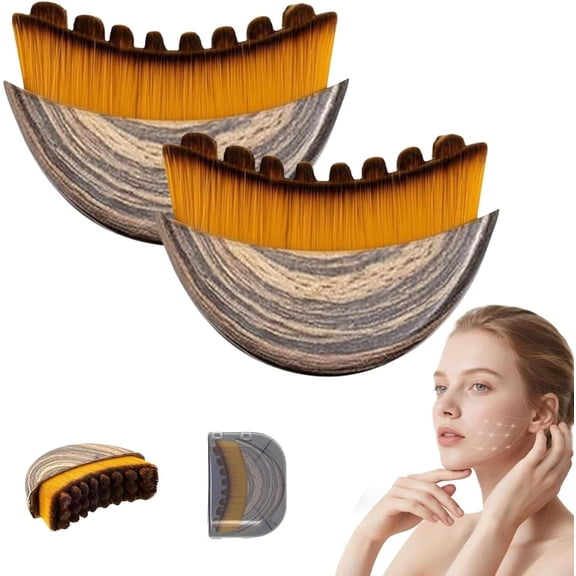 Face Contour Brush, Chin & Jawline Sculpting, Ergonomic, durable, and soft makeup brushes that perfectly hug the skin—dry face brushes (2PCS)