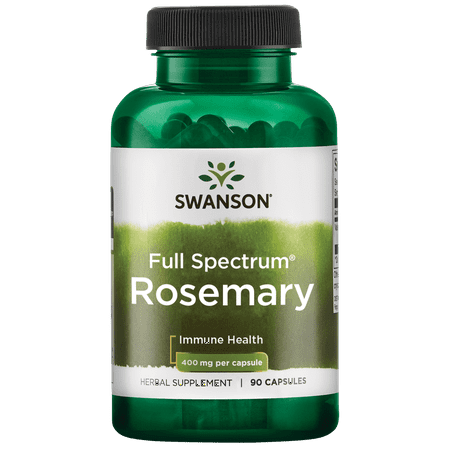 Swanson Full Spectrum Rosemary - Herbal Supplement Promoting Immune Health Support - Natural Formula to Help Defend The Body & Support Overall Wellness - (90 Capsules, 400mg Each)