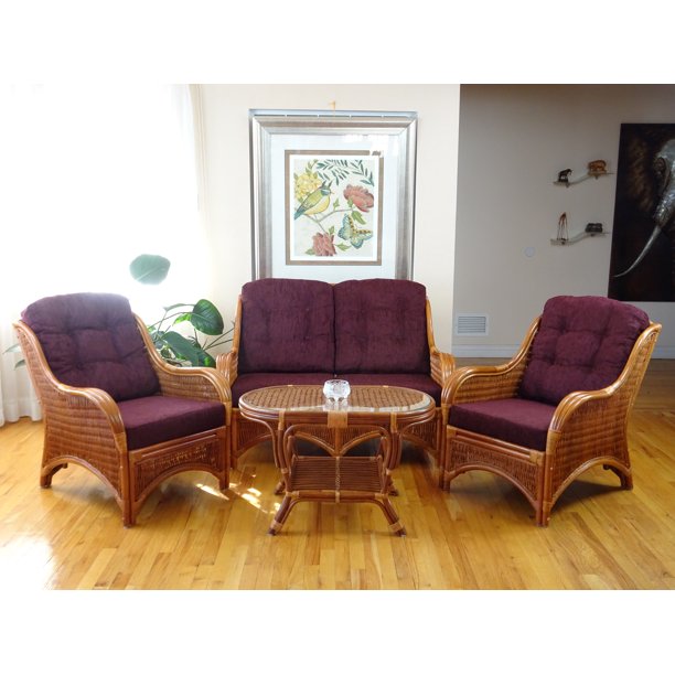 SK New Interiors Set of 2 Jam Lounge Natural Rattan Chairs ...