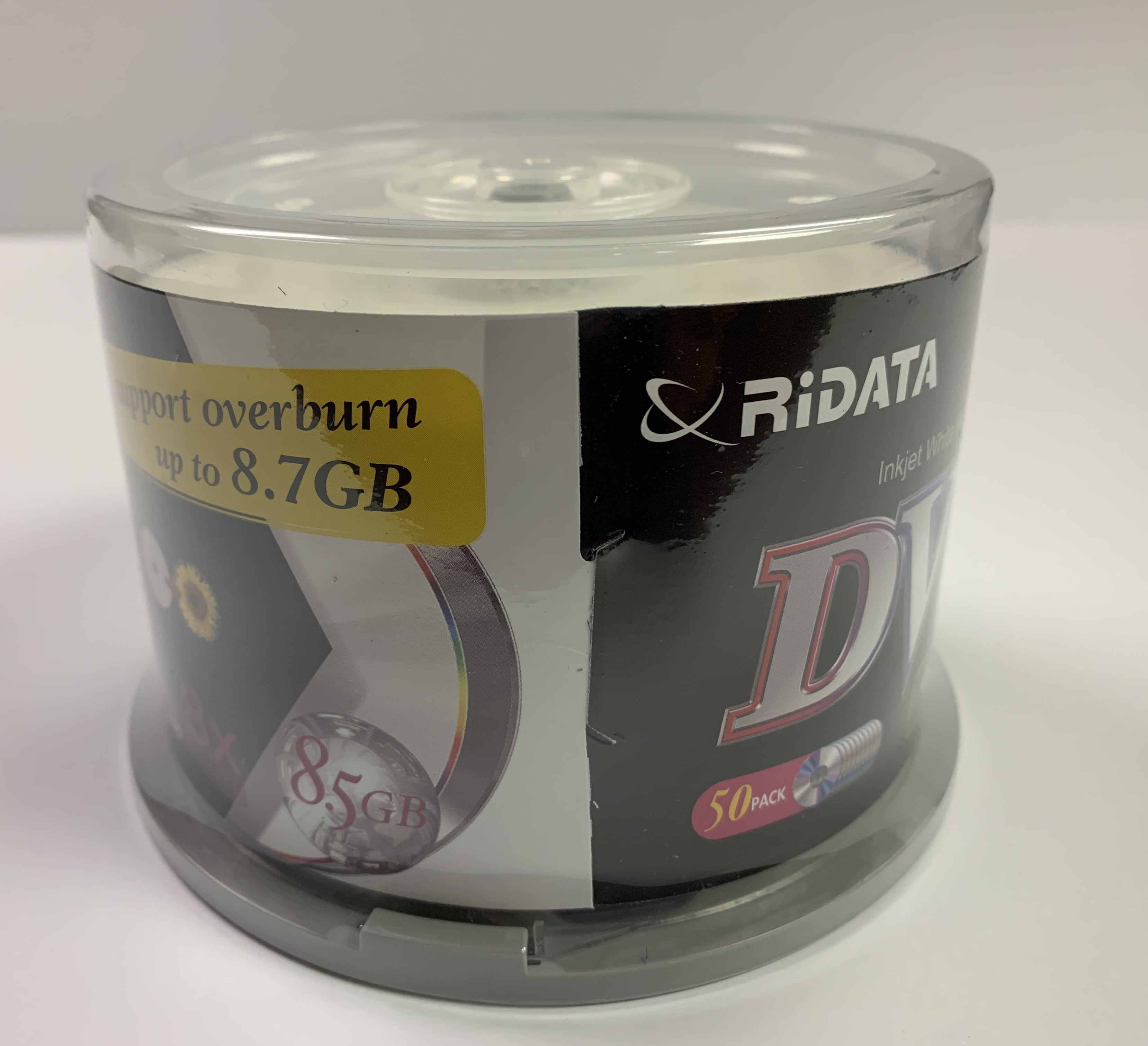50 PCS RiDATA Inkjet White Hub Printable Dual Layer DVD Plus R, DVD+R DL 8X 8.5GB 240Minute