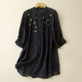 thumbnail image 2 of Jxximdong Button Down Shirts for Women, Women's Cotton New Oriental Loose Embroidered Tops Summer Mid Length 3/4 Sleeve Shirt, Blue Women's Blouses, 2 of 6