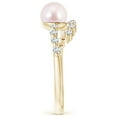 thumbnail image 3 of ANGARA Japanese Akoya Cultured Pearl Solitaire Ring with Diamonds in 14K Yellow Gold for Women | June Birthstone, Birthday, Anniversary, Jewelry Gift for Women | Pearl Ring, 3 of 8