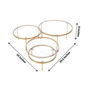 Balsa Circle 23 in Gold 3 Tier Round Metal Cake Dessert Stand Clear Acrylic Plates Party Events Decorations