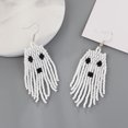 thumbnail image 2 of 3 pares de pendientes de borla de la serie Halloween para mujer, pendientes largos hechos a mano con cuentas de arroz, pendientes de calavera fantasma, pendientes de tuerca JAMW Sencillez, 2 of 5