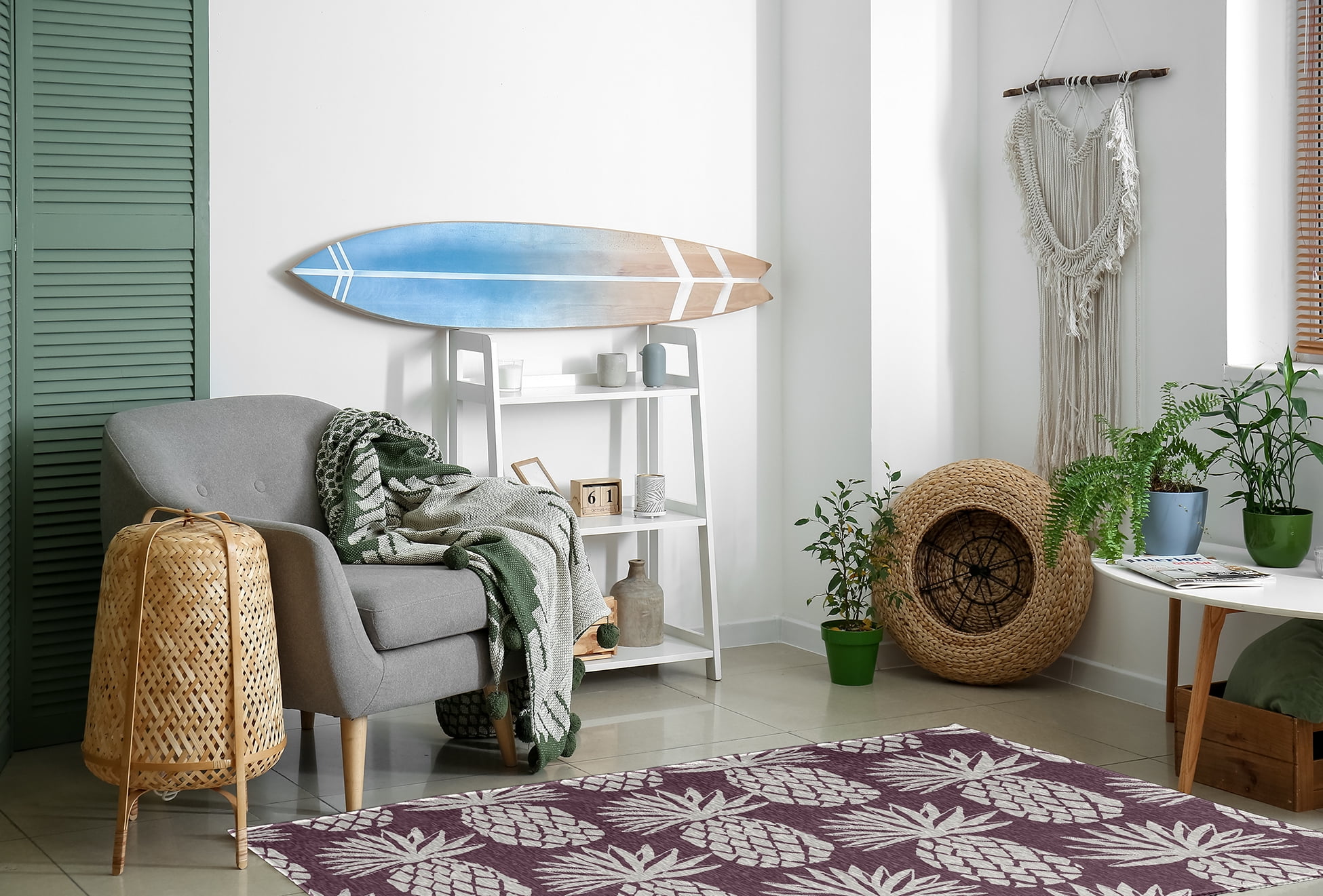 Simply Daisy 4' x 6' Pineapple Pattern Chenille Rug, Dusty Purple