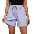 thumbnail image 6 of Ihhxva Cotton Beach Shorts for Women High Waist Elastic Drawstring Striped Adjustable Flat Front with Pockets Stretchable Exterior Pocket Summer Casual Workout Lounge S-2XL, 6 of 9