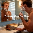 thumbnail image 3 of Mens Toiletry Travel Bag Hanging Dopp Kit Canvas Shaving Kit Toiletries Organizer for Grooming Travel Essentials, Gifts for Men & Women, Brown, 3 of 8