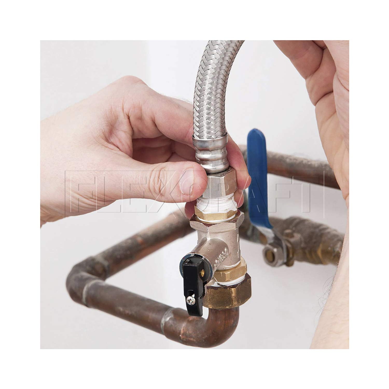 Faucet Connector With 1/2 in. x 3/8 in. Brass Nut, Stainless Steel Faucet Supply Line 30 in. (Pack Of 2)