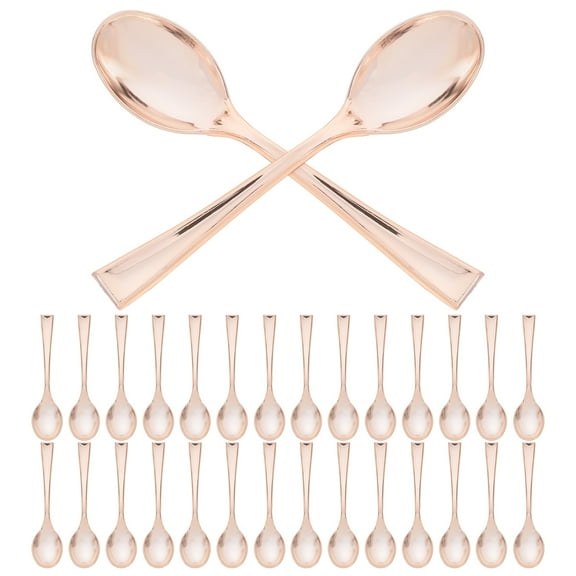 Soimiss 50pcs Rose Gold Mini Spoons for Desserts Disposable Tasting Spoon Dessert Flatware for Ice Cream Pudding Appetizers Catering