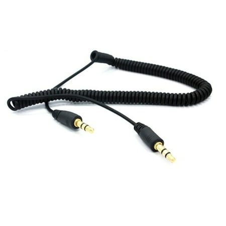 Plus Coil - Black Coiled Aux Cable Car Stereo Wire Compatible With Motorola Moto G5 PLUS (XT1687) G4 Play E5 Play E4 PLUS, Droid Maxx 2 - NABI XD 10.1
