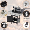thumbnail image 4 of Enyopro 3 Burner Propane Gas Grill, 37,000BTU Stainless Steel BBQ Grill with Brush, Built-in Thermometer, 4 Universal Wheels for Outdoor Cooking Patio Backyard, 4 of 7