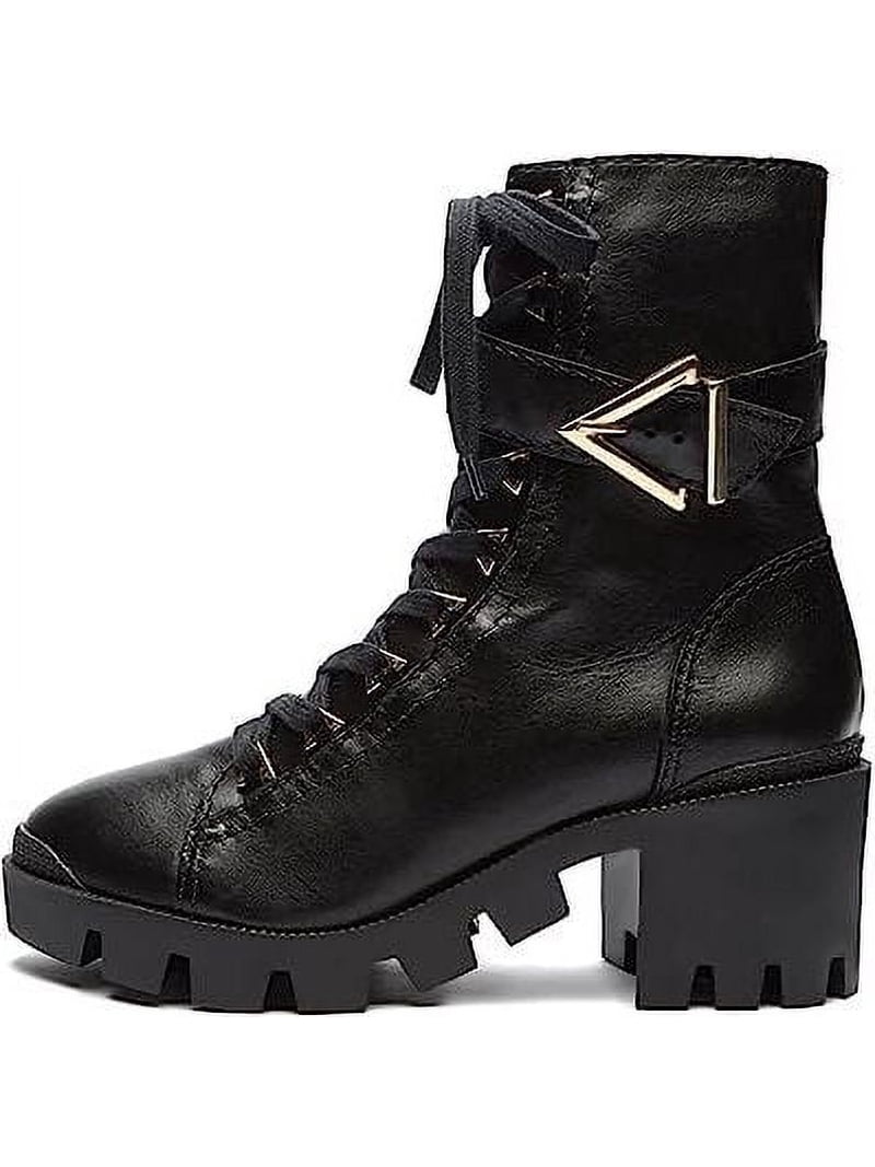 SCHUTZ Black Leather Lace-Up Combat Boots http:// main image 4