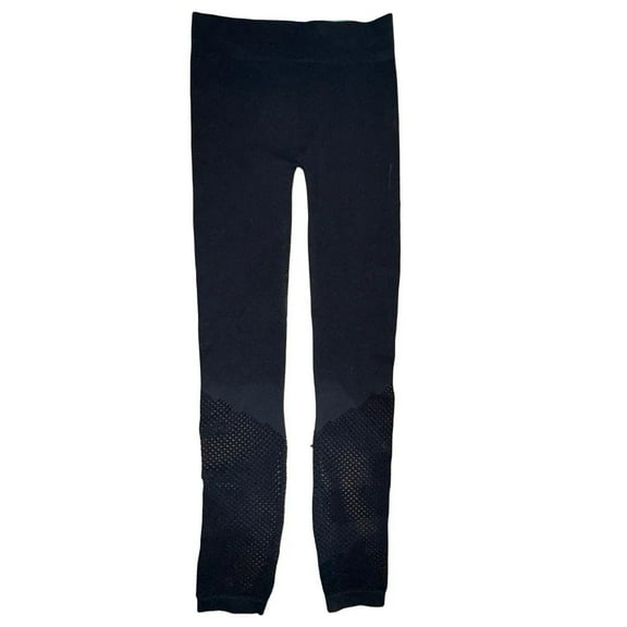 Xersion Lounge Junior Women's Black Leggings with Fishnet Lower Leg (Small)