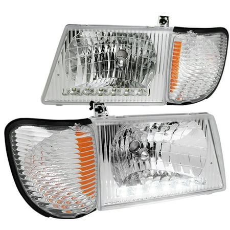 - Spec-D Tuning 1992-2006 Ford Econoline Van Head Light W/ Corner Clear (Left + Right) 92 93 94 95 96 97 98 99 00 01 02 03 04 05 06