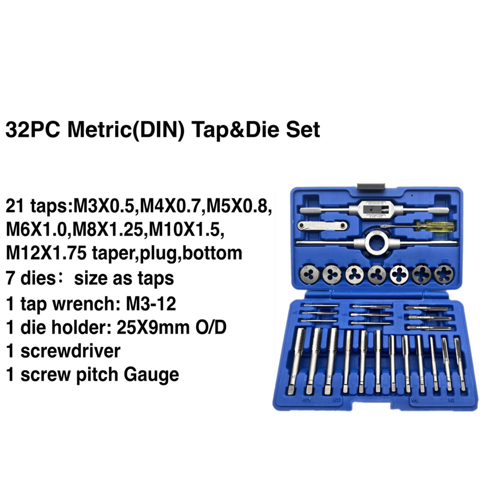 HHW - Thread cutter tool set with tap wrench HSS M3-M20