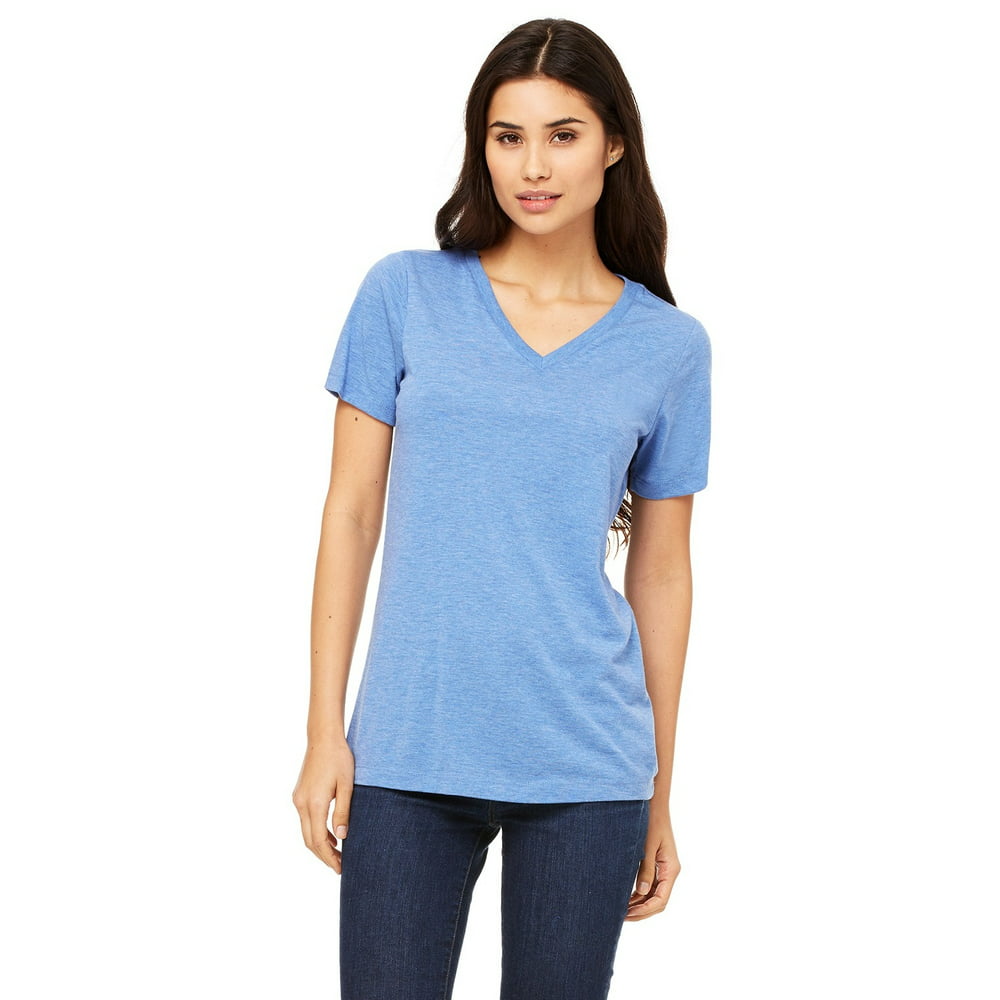 BELLA+CANVAS - The Bella + Canvas Ladies Relaxed Jersey Short Sleeve V ...