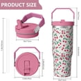 thumbnail image 4 of 30oz Handheld Travel Tumbler with Handle – Double Wall Stainless Steel Insulated Cup, Flip Straw Lid, Leak-Proof & BPA-Free for Hot and Cold Drinks – Durable Coffee & Juice Mug Pink, 4 of 7
