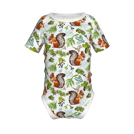 

Gaeub Mosaic Forest Squirrel Print Infant Climbing Onesie Toddler Outfit Newborn Baby Bodysuit Baby Boy Girl Clothes -9M