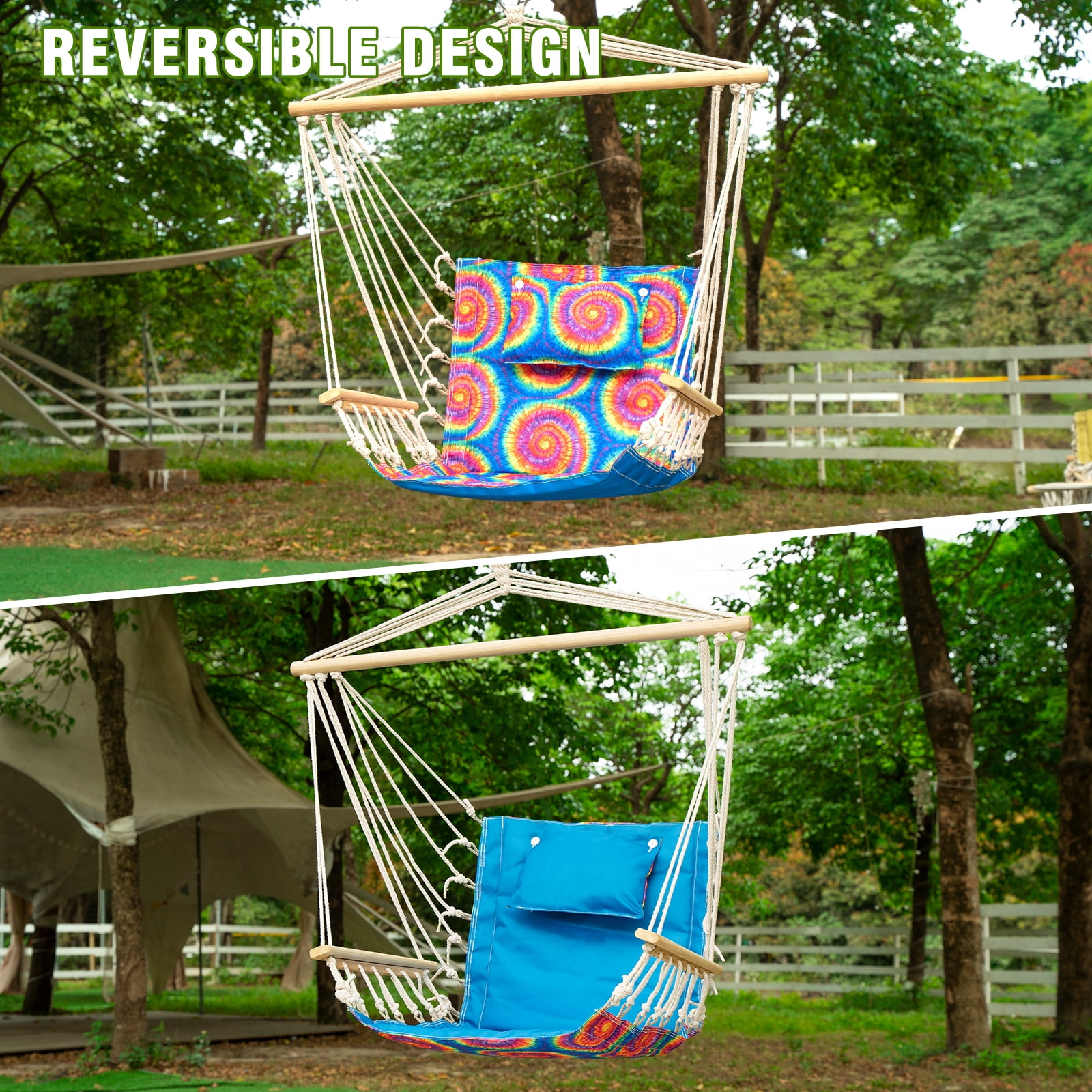 Hanging chair with Pillow & Arms-TieDye