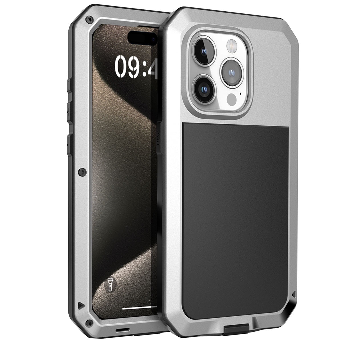AICase For iPhone 15 Pro Max Case 360 Full Body Protective Cover Heavy Duty Shockproof [Tough Armour] Aluminum Alloy Metal Case BUilt-in Screen Protector