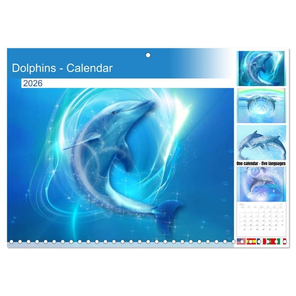 Dolphins - Calendar (Monthly Wall Calendar 2026 16.5 x 23.4 (open)), CALVENDO 14 Month Calendar