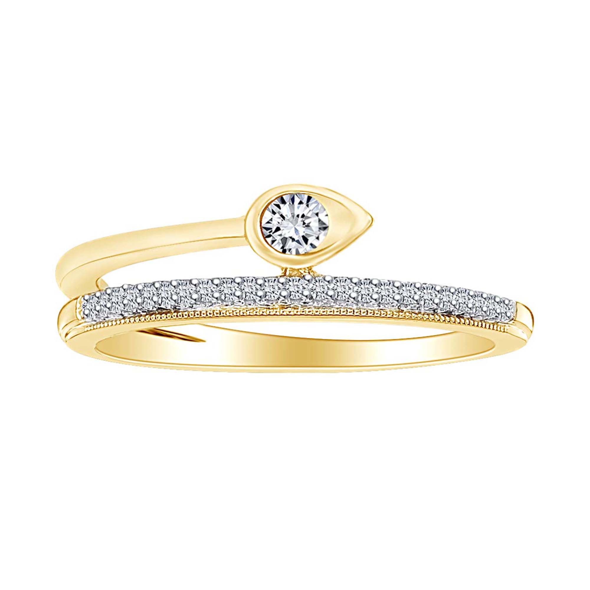 Wishrocks Round Cut White Cubic Zirconia Engagement Ring in 14K Gold Over Sterling Silver