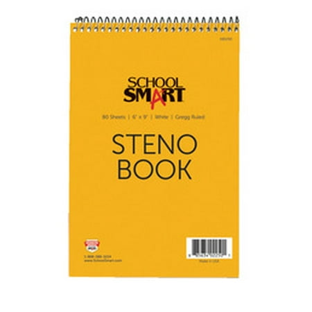 - School Smart Gregg Ruled Steno Notebook, 6 x 9 Inches, White, 80 Sheets