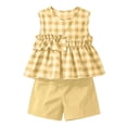 thumbnail image 4 of Yutgune Toddler Girl Cute Summer Outfits Plaid Sleeveless Tops and Shorts 2 Piece Set, 3-10 Years, 4 of 7