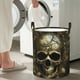 thumbnail image 5 of Balery Vintage Gold Leaf Skull Cesta de ropa redonda con asas, impermeable, independiente, para ropa, juguetes, dormitorio y familia-Small, 5 of 6