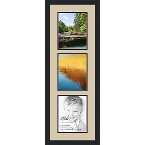 collage photo frame double mat with 3 - 8x10 openings and black frame