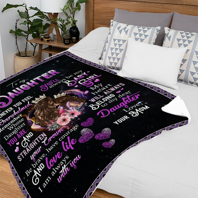 Familyloveshop LLC To My Daughter Straighten Your Crown Blanket Daughter Gifts From Mom Daughter Gift For Birthday Christmas Graduation