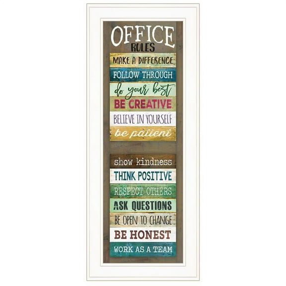 Office Rules By Marla Rae Printed Framed Wall Art Wood Multi-Color