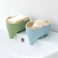 thumbnail image 5 of WONIU 2 Pack Self Draining Soap Dishes with Dry Tray, Sponge Holder for Kitchen Sink, Cute Elephant, Plastic, Blue & Green, 5 of 8