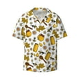 thumbnail image 4 of Uemuo Cute Bee Pattern Cotton Linen Short Sleeve Shirts,Casual Lightweight Button Down Shirts,Vacation Beach Summer Tops-4X-Large, 4 of 7