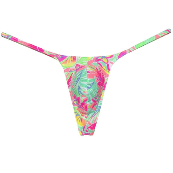 Botmois Men's Print Tongs Pouch Bikini Tangas Mini Bottom Briefs Elastic Cheeky G-strings Soft Ultrathin Underpants Low-rise Micro Boyshorts Comfortable Underwear Arenga Engleri M
