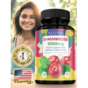 NUVIMI D-Mannose 1000 mg Natural Dietary Health Supplement for UTI Prevention Support, 120 Vegan Capsules