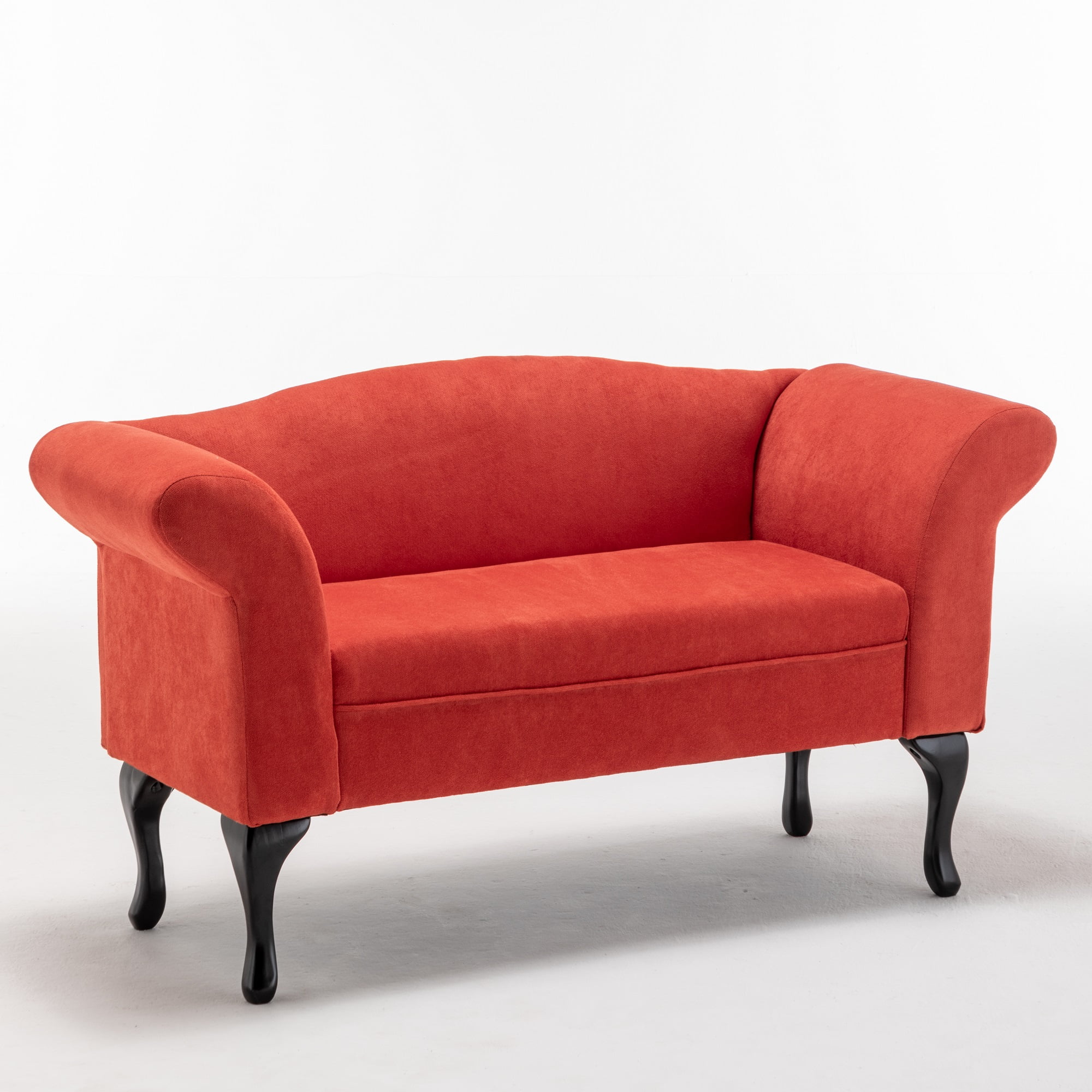 Mid Century Small Loveseat Sofa with Solid Wood Legs, 2Seater Linen