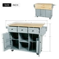 thumbnail image 2 of Harper & Bright Designs Kitchen Island with Drop Leaf and Wheels Rolling Kitchen Cart with Storage and Cabinet and 3 Drawers for Dining Room, Blue, 2 of 15