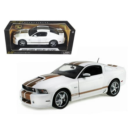 2012 Ford Shelby Mustang GT350 White with Gold Stripes 1/18 Diecast Model Car by Shelby Collectibles