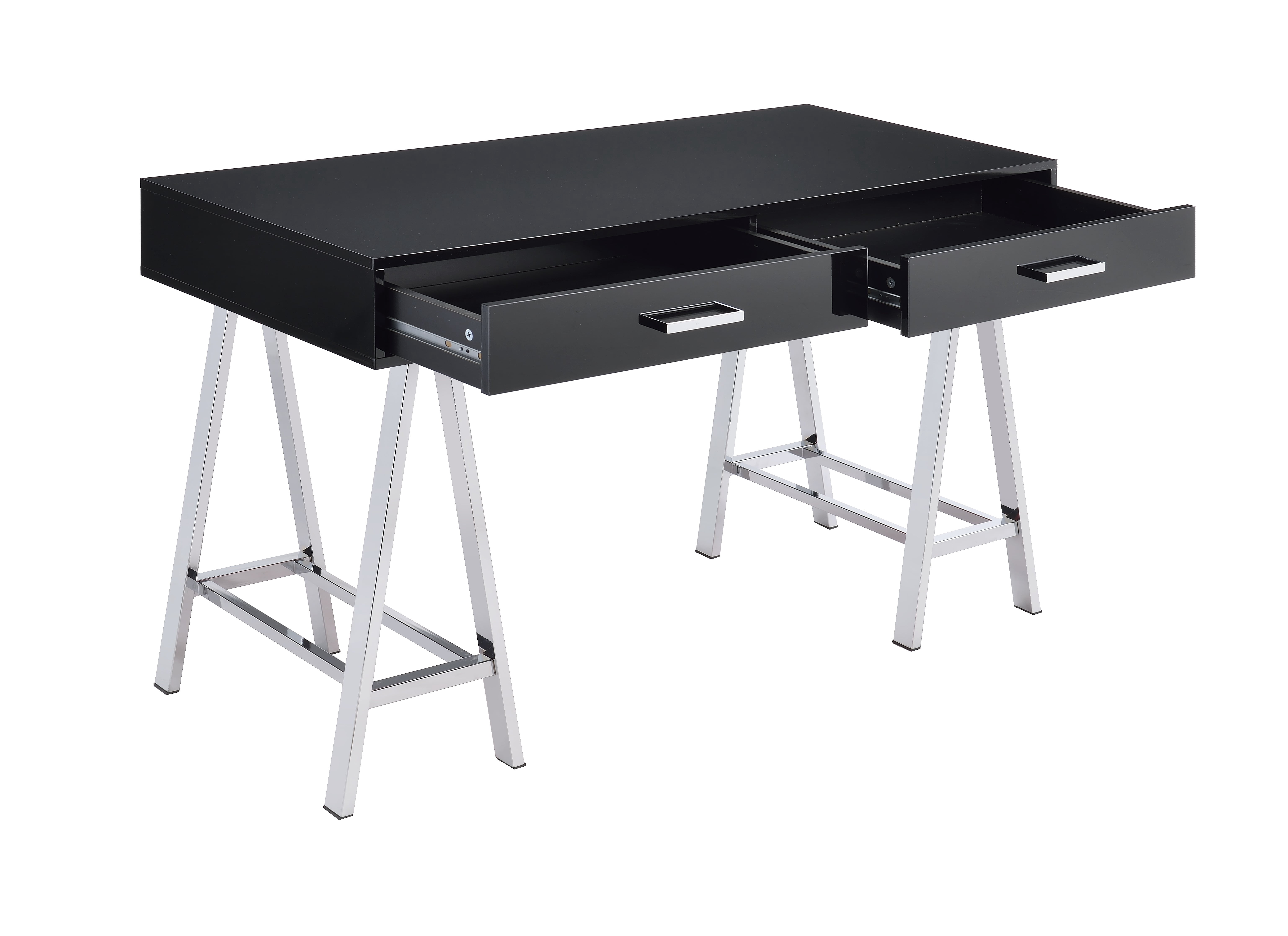 Coleen Black High Gloss & Chrome Finish Writing Desk